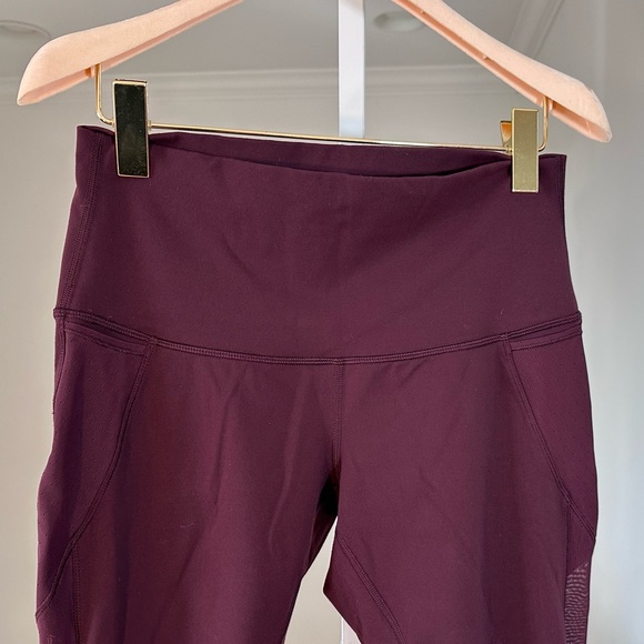 Lululemon Maroon / Burgundy Leggings with Mesh Accents size 10 - Picture 2 of 7